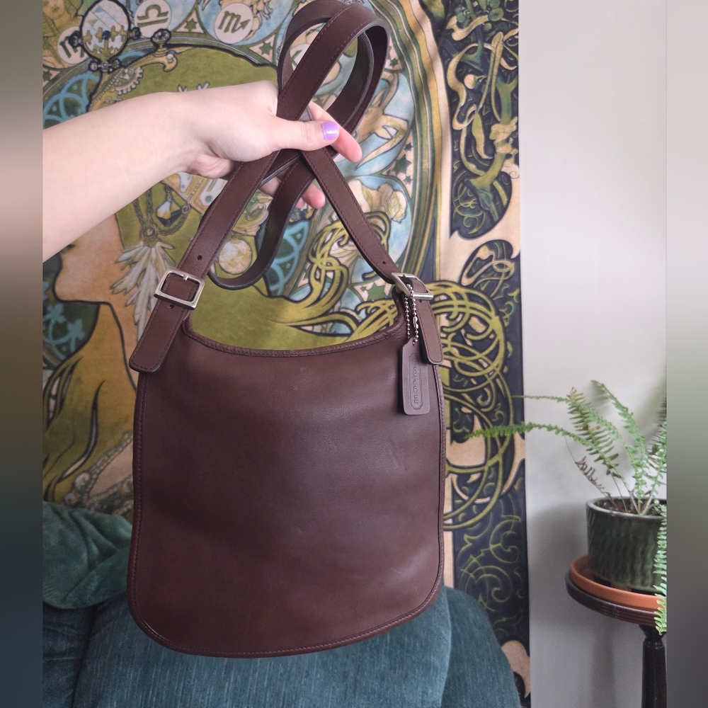 Vintage Coach Mahogany Medium Hippie Flap Crossbody Bag